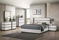 Birsfelden Queen Bed With Drawers In White and Gray