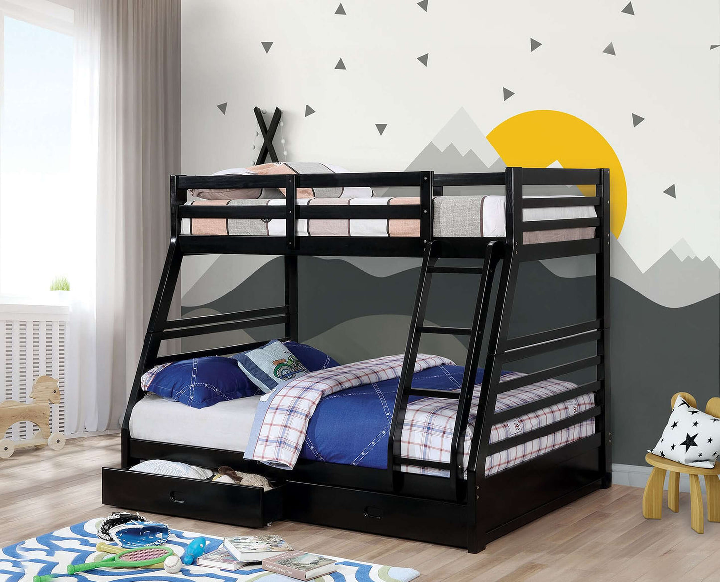 California Twin Over Full Bunk Bed In Black