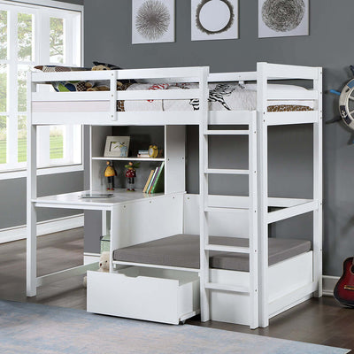 Callistus Twin Over Workstation Loft Bed In Warm Gray