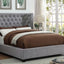 Carley Wingback Gray Tufted Bed