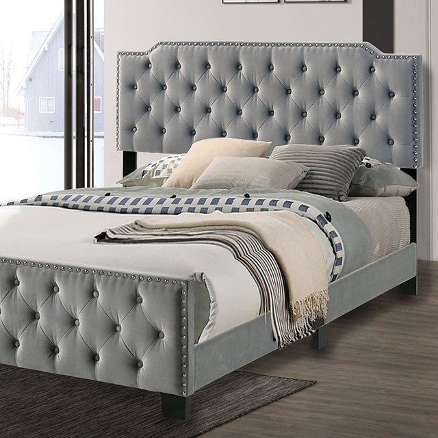 Charlize Gray Tufted Bed