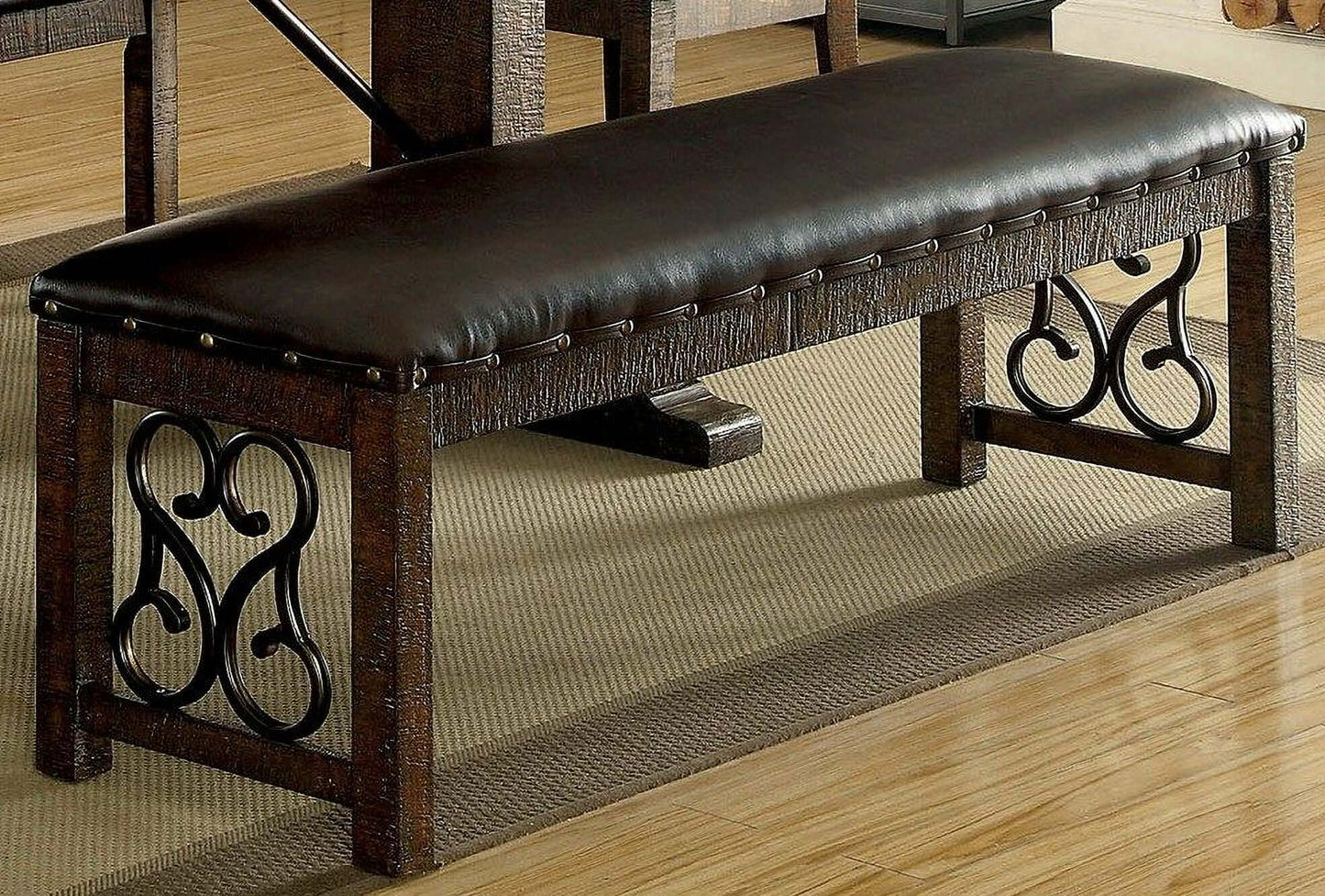 Paulina Rustic Walnut and Espresso Bench