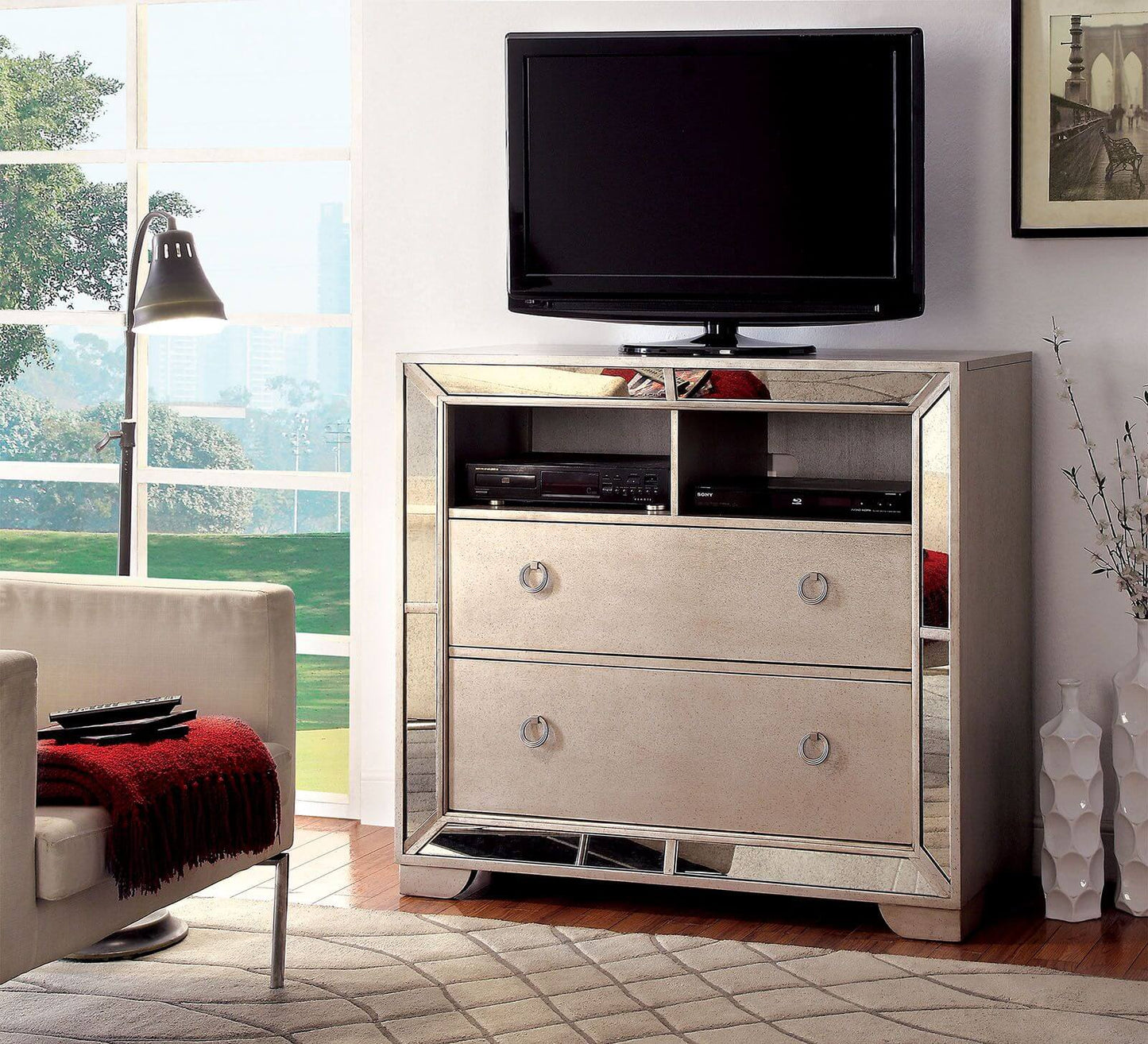 Loraine Silver Media Chest