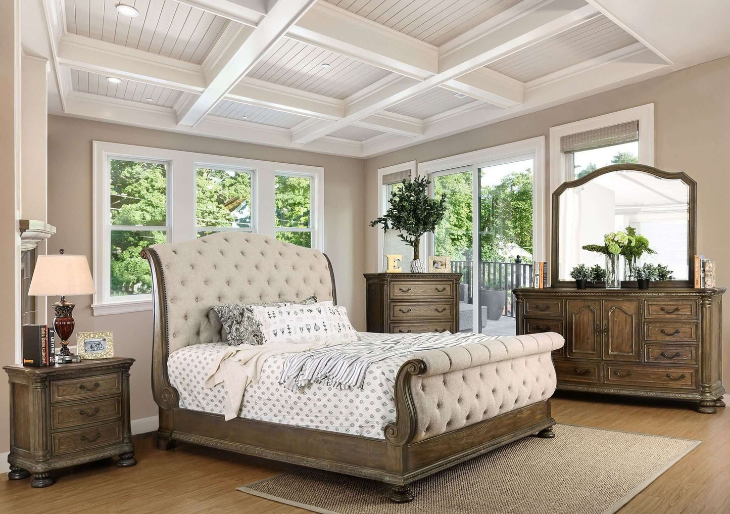 Lysandra Rustic Natural Tone Queen Sleigh Bed