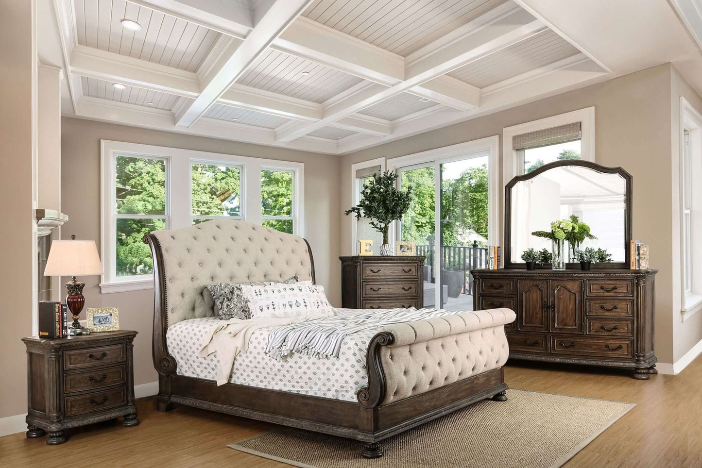 Lysandra Rustic Natural Tone Queen Sleigh Bed