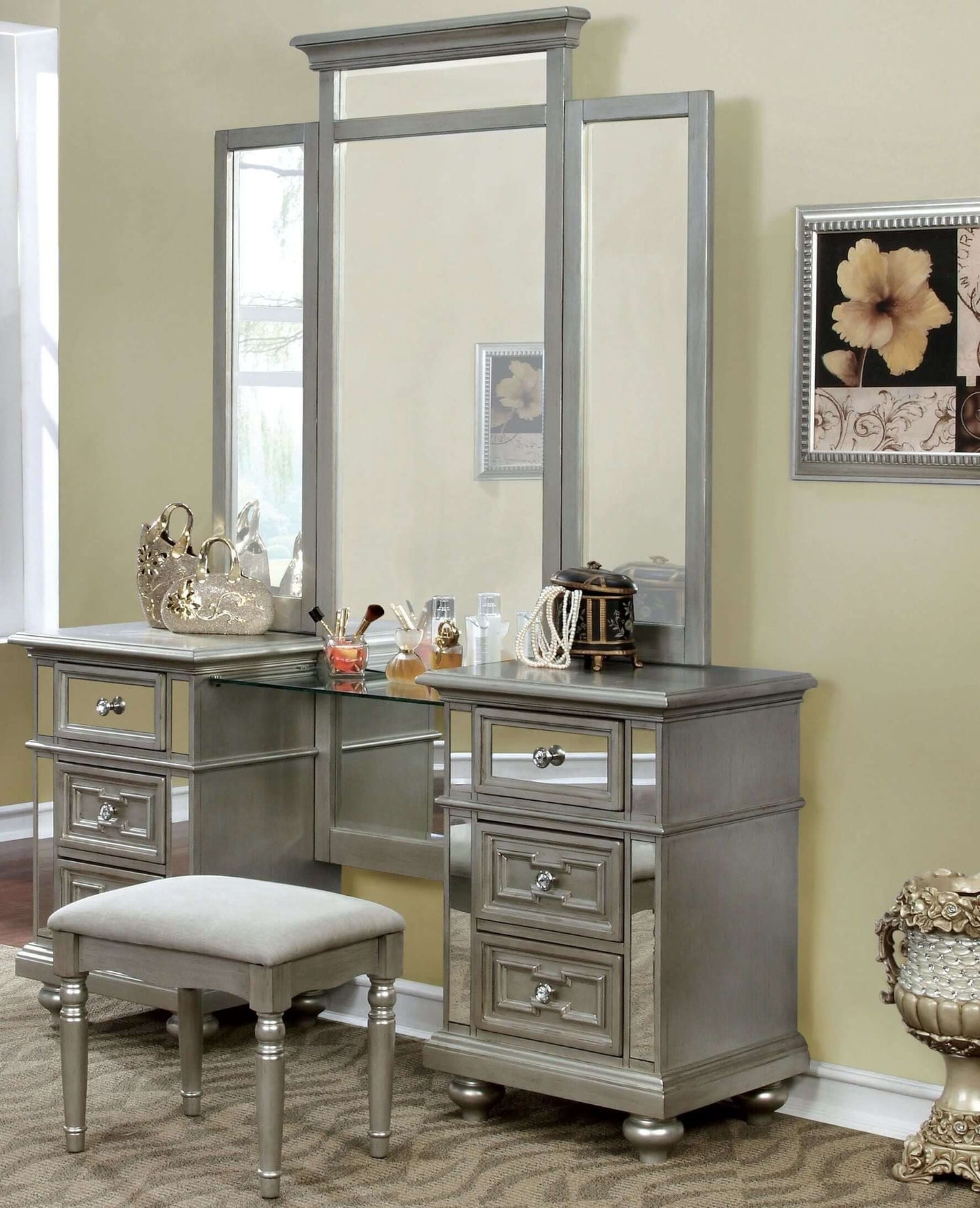 Salamanca Silver Panel Bedroom Set