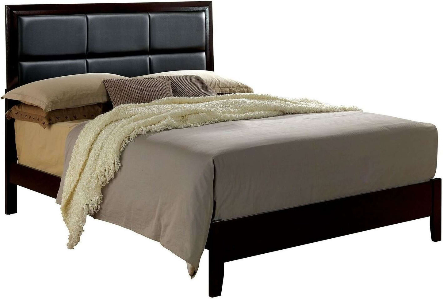 Janine Espresso King Upholstered Platform Bed