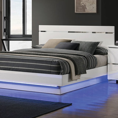 Erlach White Gloss LED Modern Platform Bed