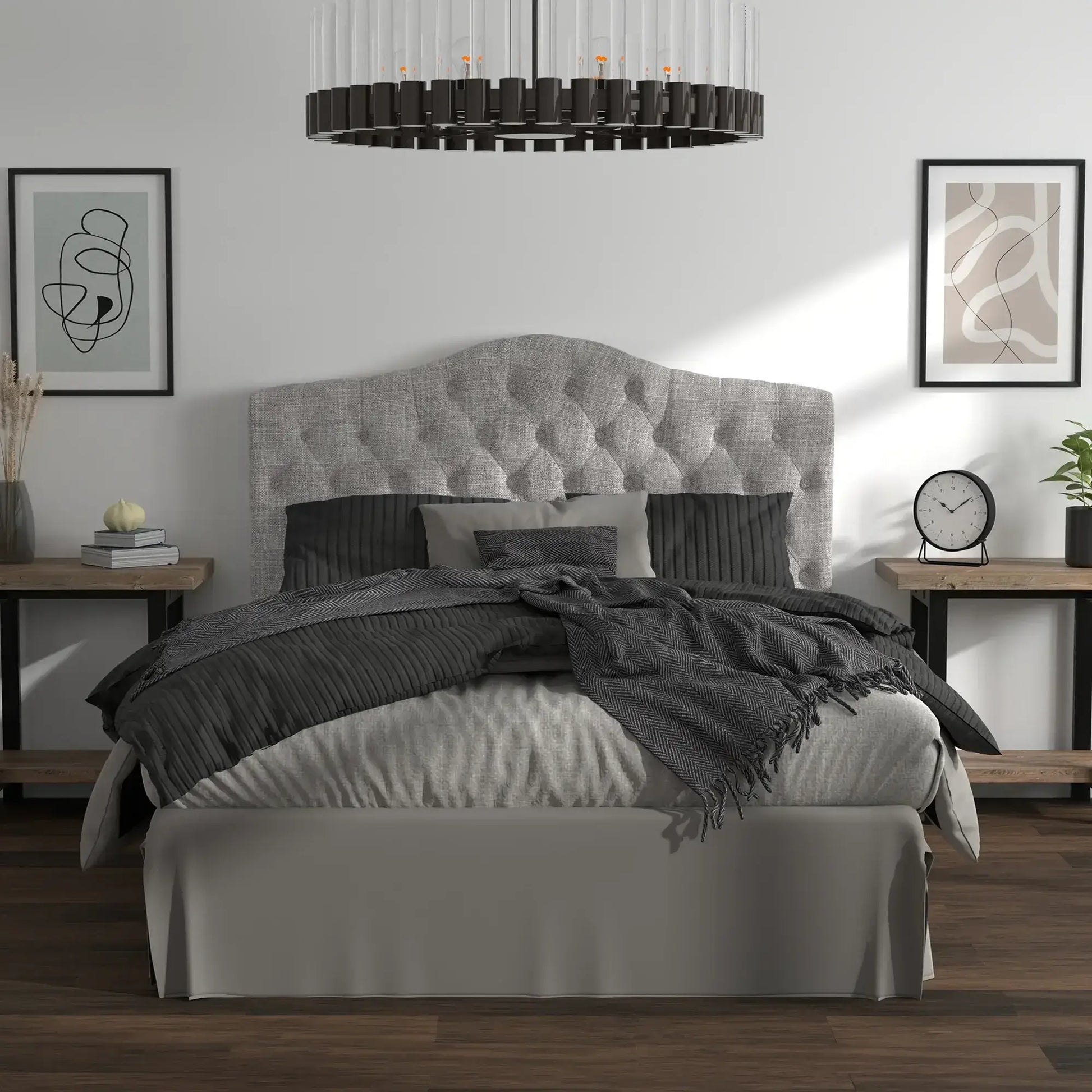Granada Woven Gray Tufted Headboard by eLuxury LA Mattress Store