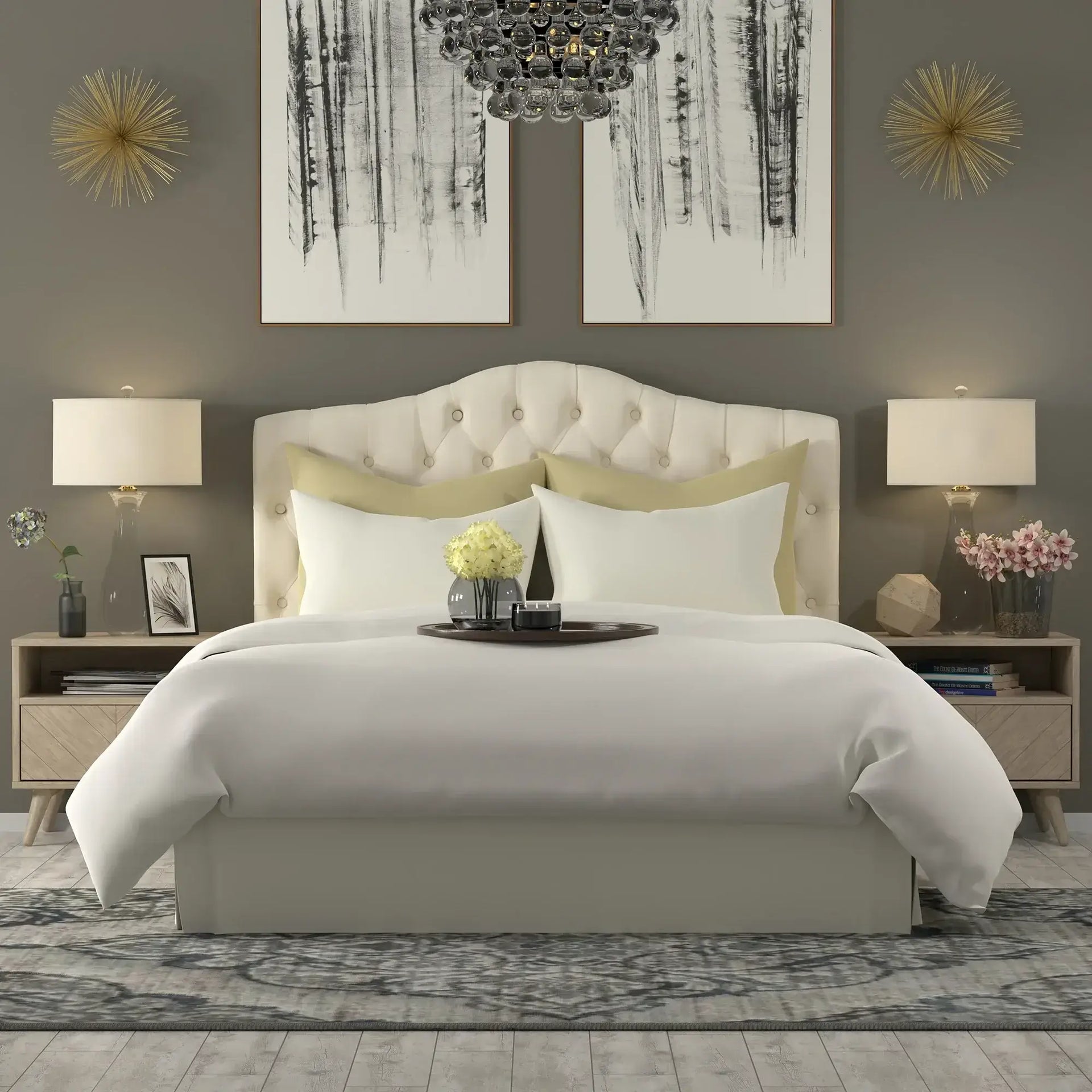 Ivory best sale tufted headboard