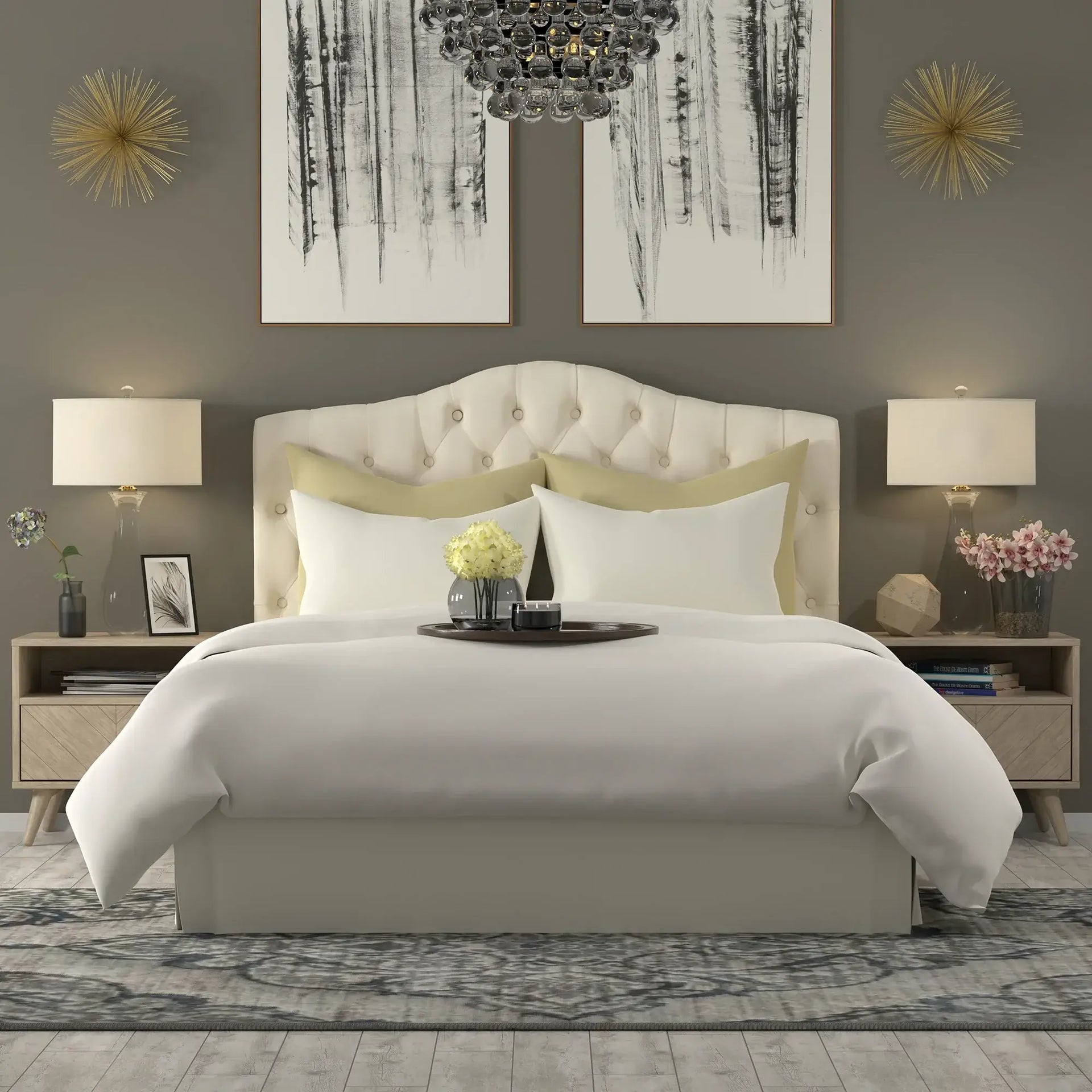 Ivory deals tufted headboard