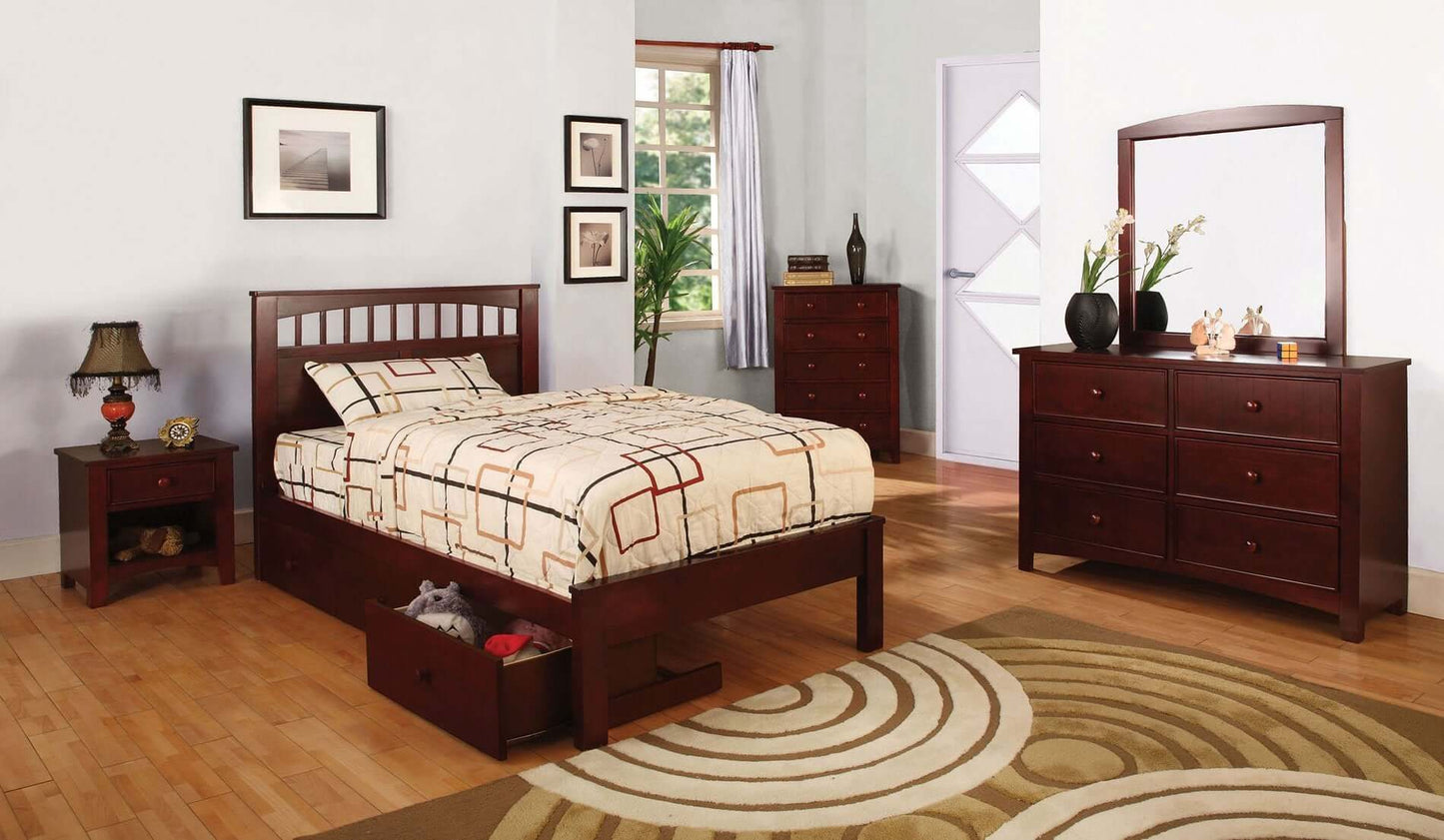 Omnus Youth Bedroom Set w/Carus Bed (Cherry)