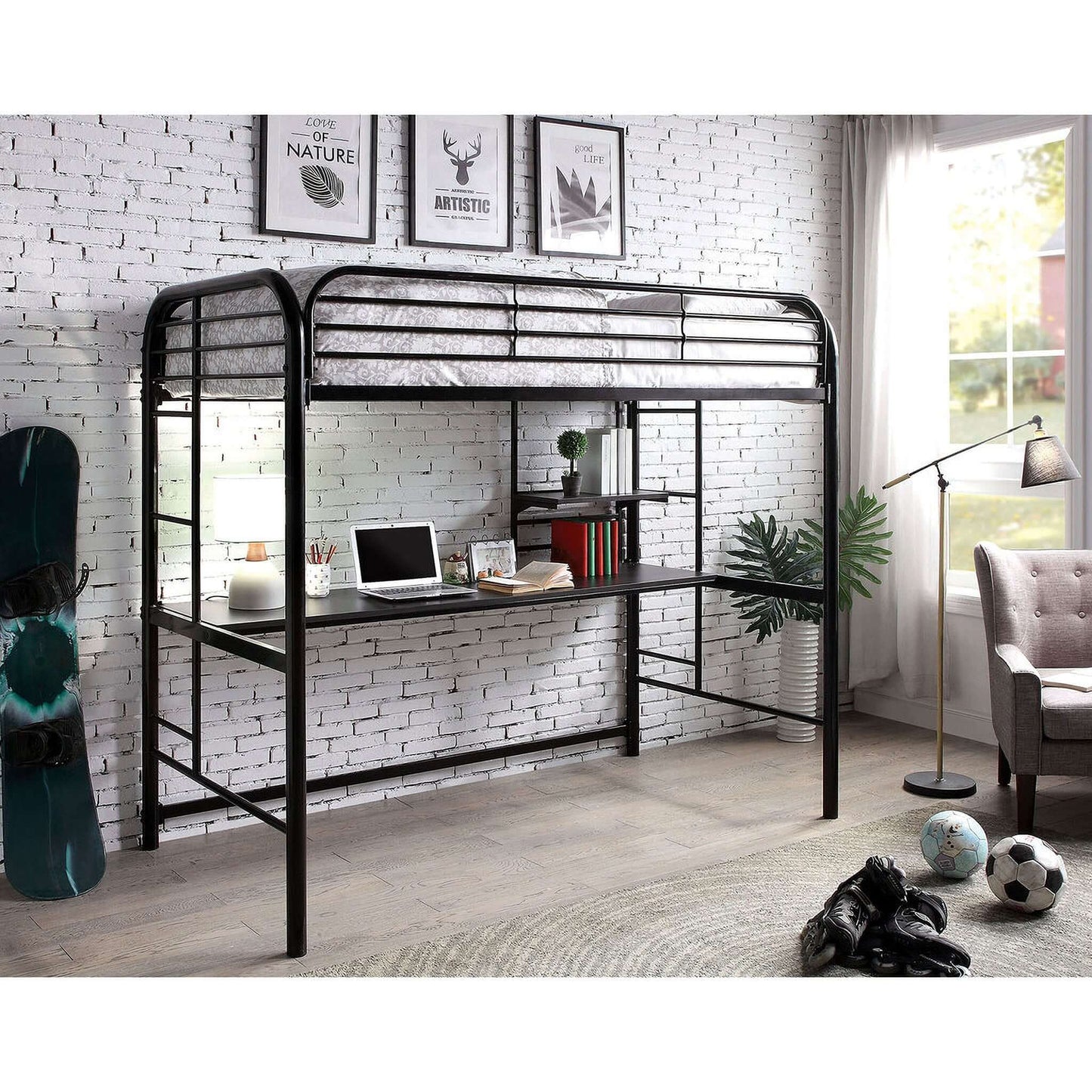 Opal Twin Loft Bed In Silver