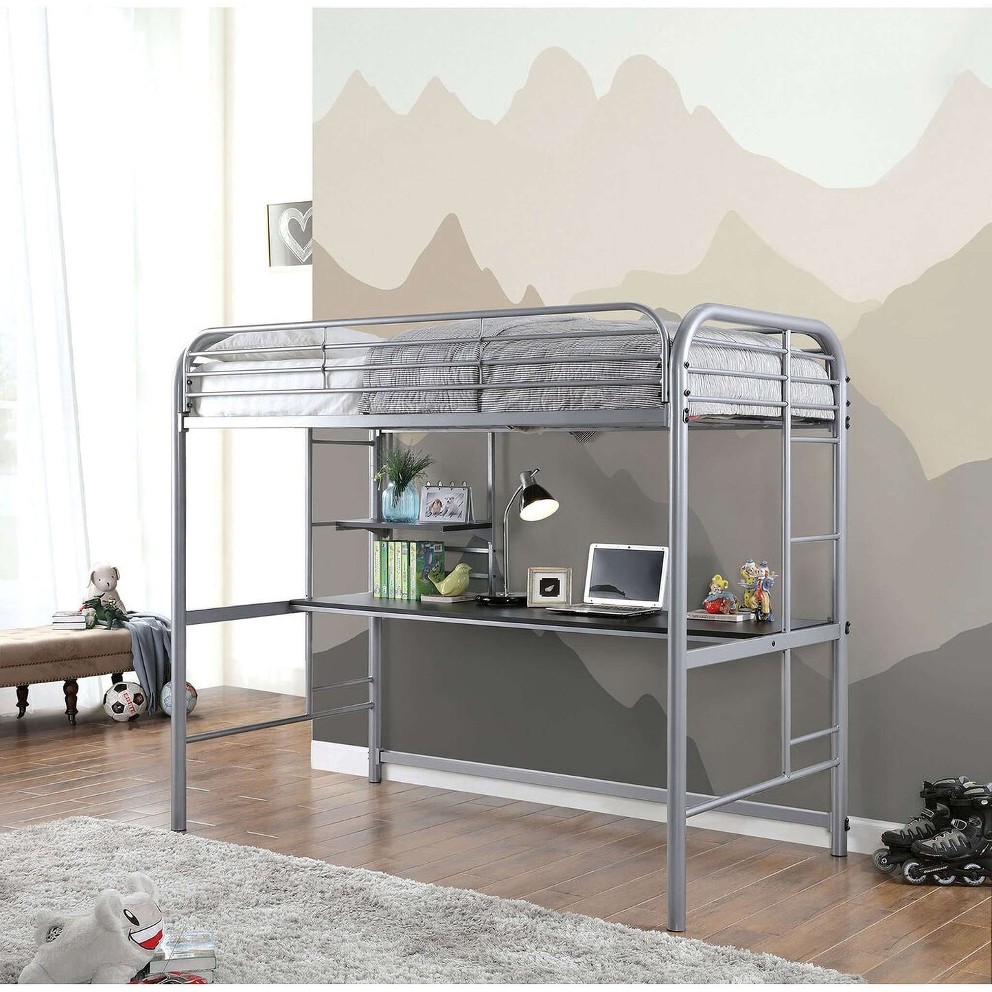 Opal Twin Loft Bed In Silver