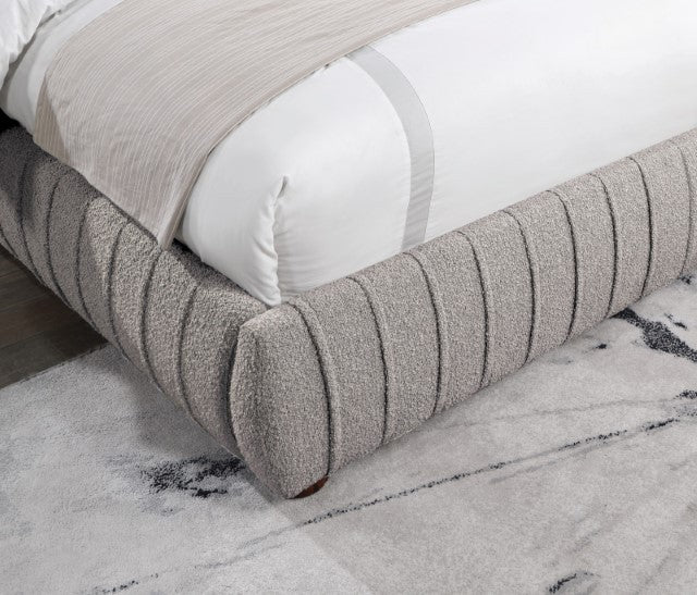 Sherise Gray Boucle Fabric Bed