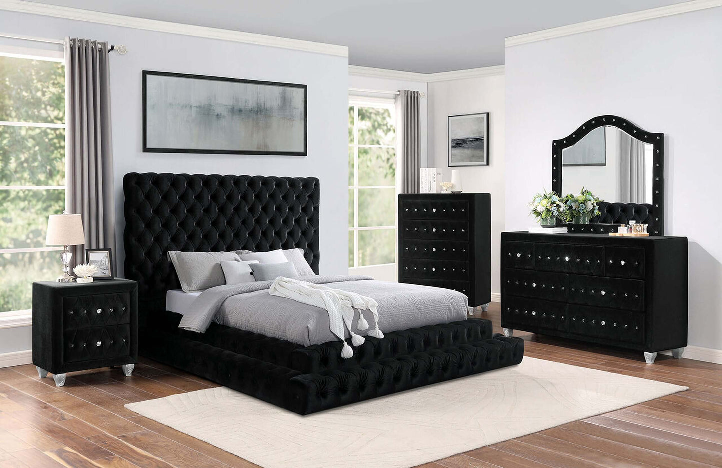 Stefania Eastern King Bed In Gray
