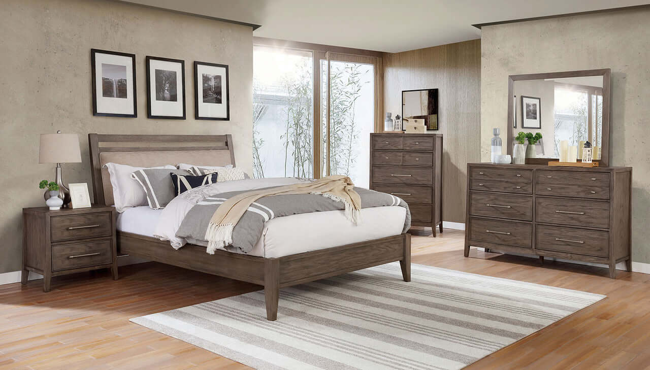 Tawana Queen Bed In Warm Gray and Beige
