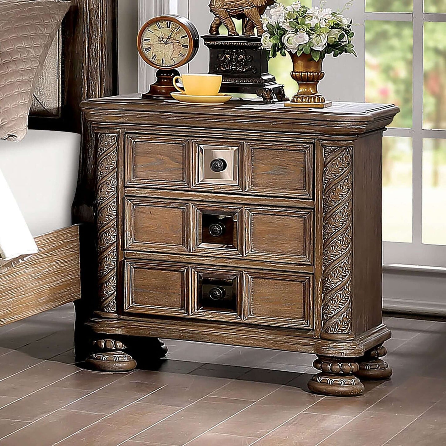 Timandra Night Stand In Rustic Natural Tone