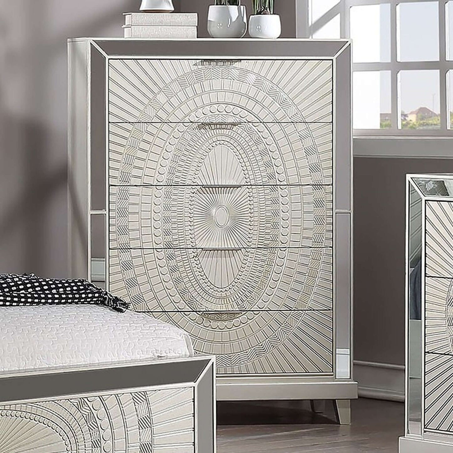 Valletta Champagne Panel Bedroom Set