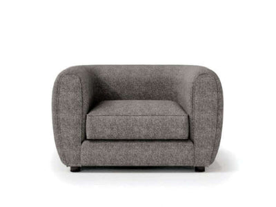 Verdal Gray contemporary armchair with smooth lines and compact design, perfect for modern living rooms.