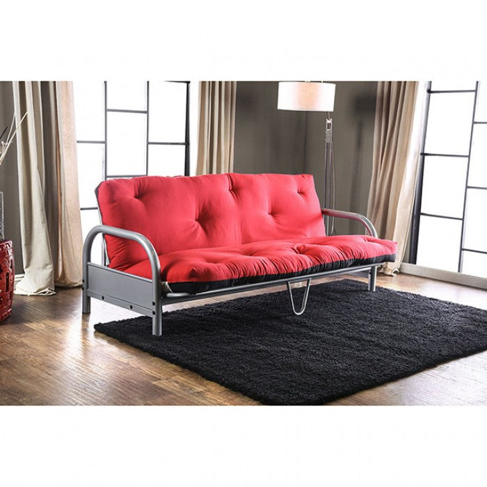 Aksel Black/Red Futon Sofa.