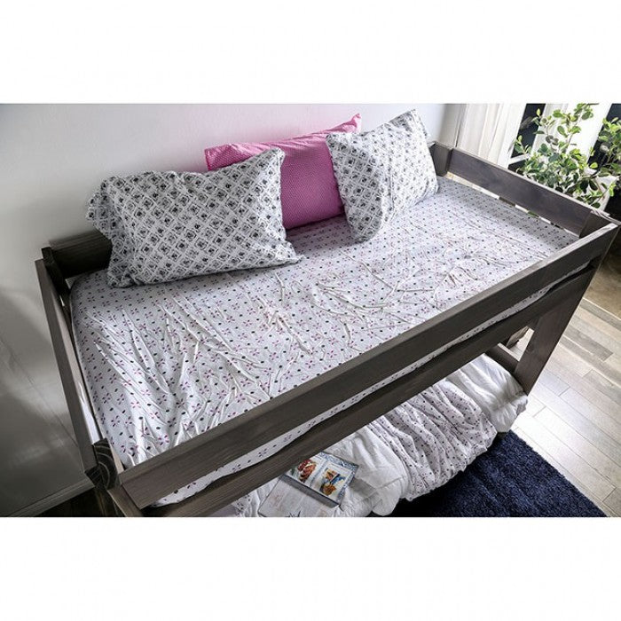 Arlette Gray Pine Wood Bunk Bed.