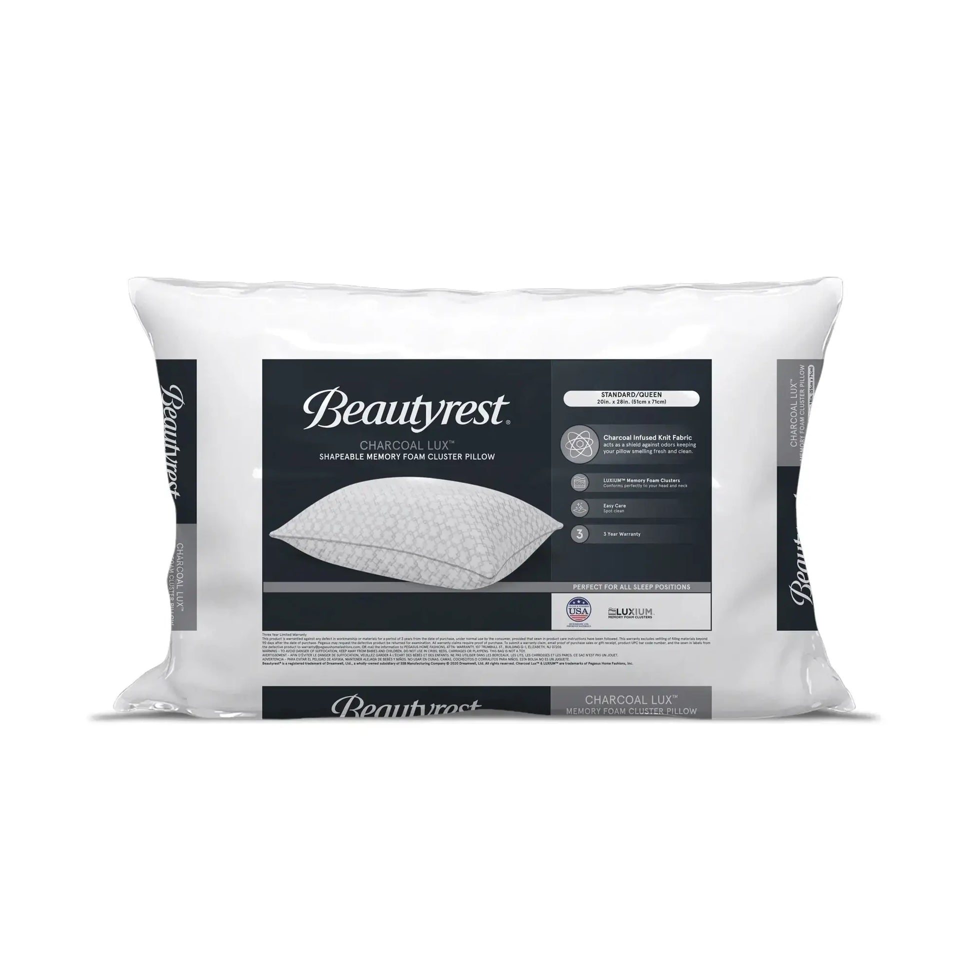 Beautyrest Charcoal Lux Memory Foam Pillow LA Mattress Store