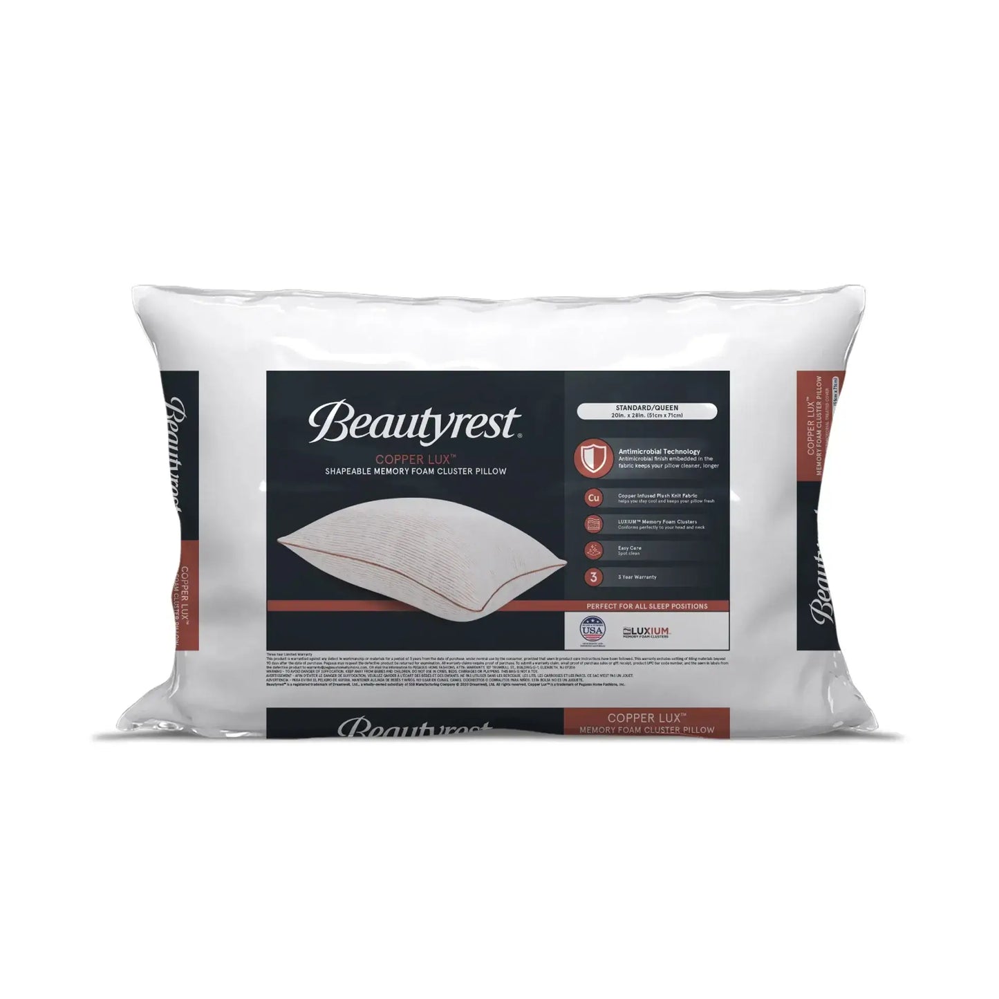 Beautyrest® Copper Lux™ Memory Foam Pillow.