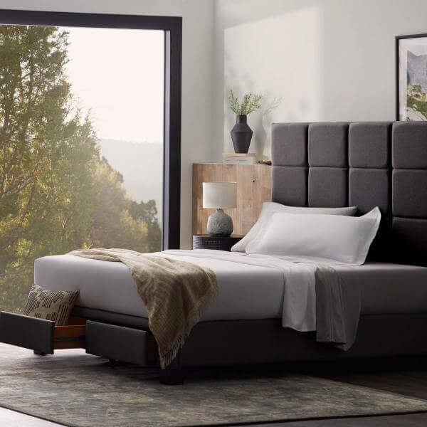 Malouf Duncan Charcoal Gray Platform Bed.