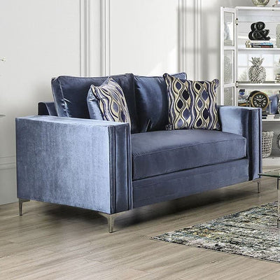 Jodie Satin Blue Loveseat.