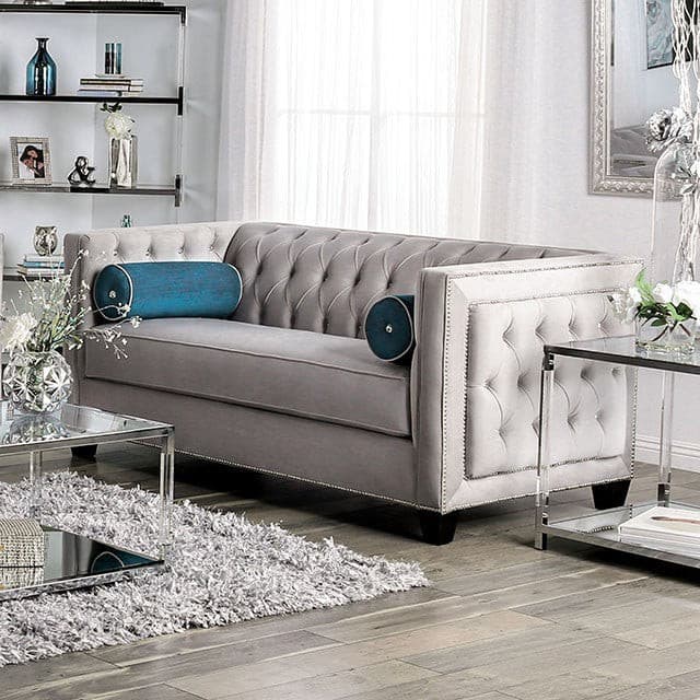 Silvan Gray Velvet Loveseat.