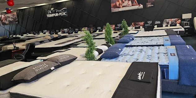Interior of LA Mattress Store Glendale showroom with premium mattresses on display