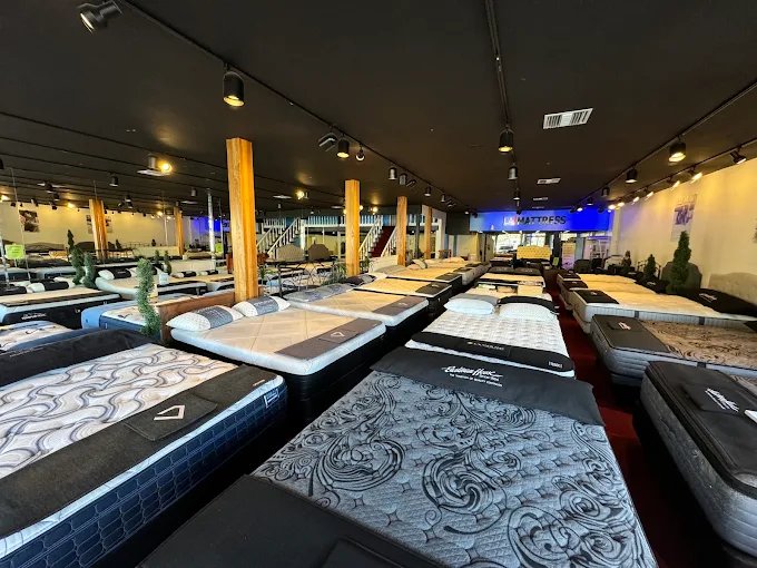 Interior of LA Mattress Store Koreatown showroom with premium mattresses on display